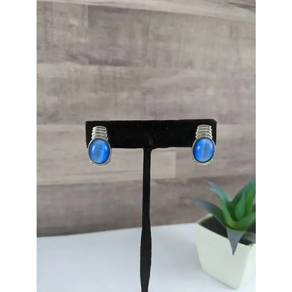 Blue Stone and Silver Earrings